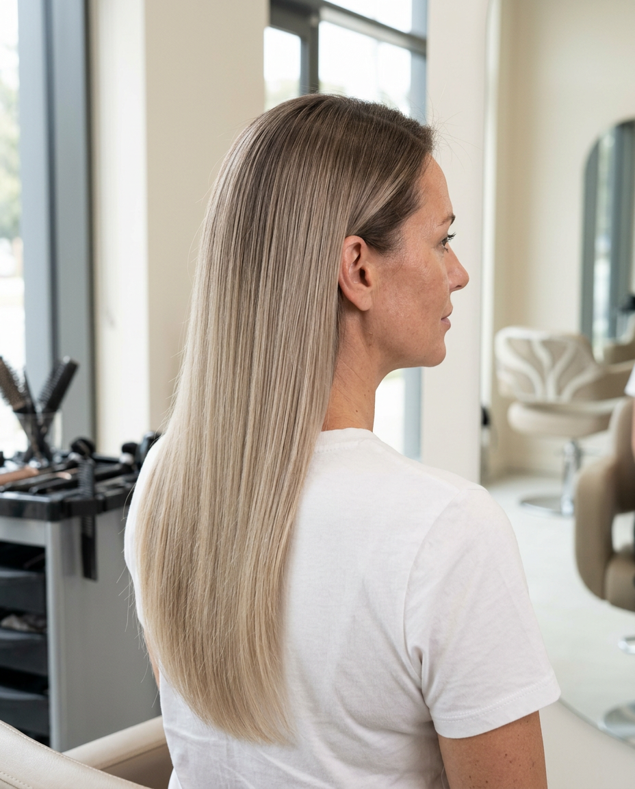 Bone Straight Ombre Bundle worn — AI-assisted styling preview